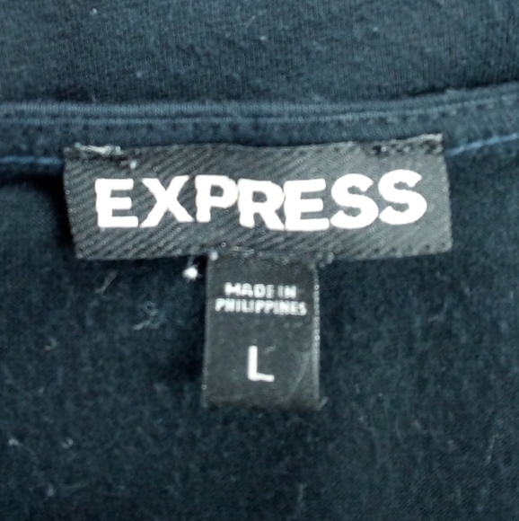 Express Ruffle Black Early 2000's Top Spandex Blend 2010 L Retro - Picture 2 of 7